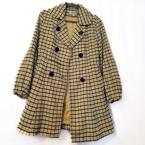 Modern Houndstooth Pattern Coat for Women - Size L